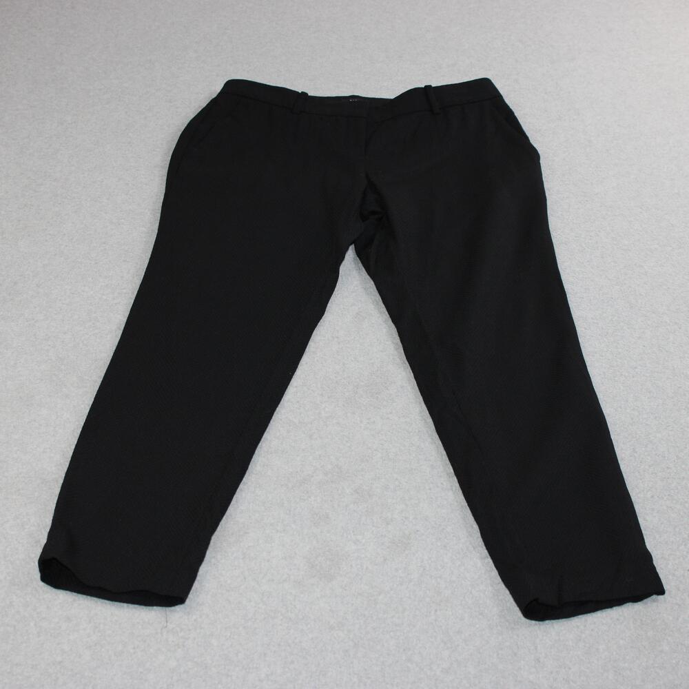Theory Pants Women 8 Black Wool Straight Leg Ankle Cropped Stretch Work Office
